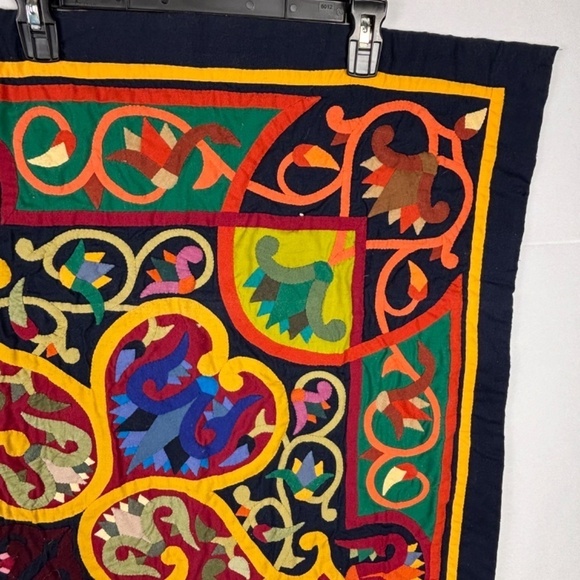 Handmade Egyptian Patchwork Quilt Wall Hanging 44 x 42 Tentwork Appliqué - Picture 5 of 11
